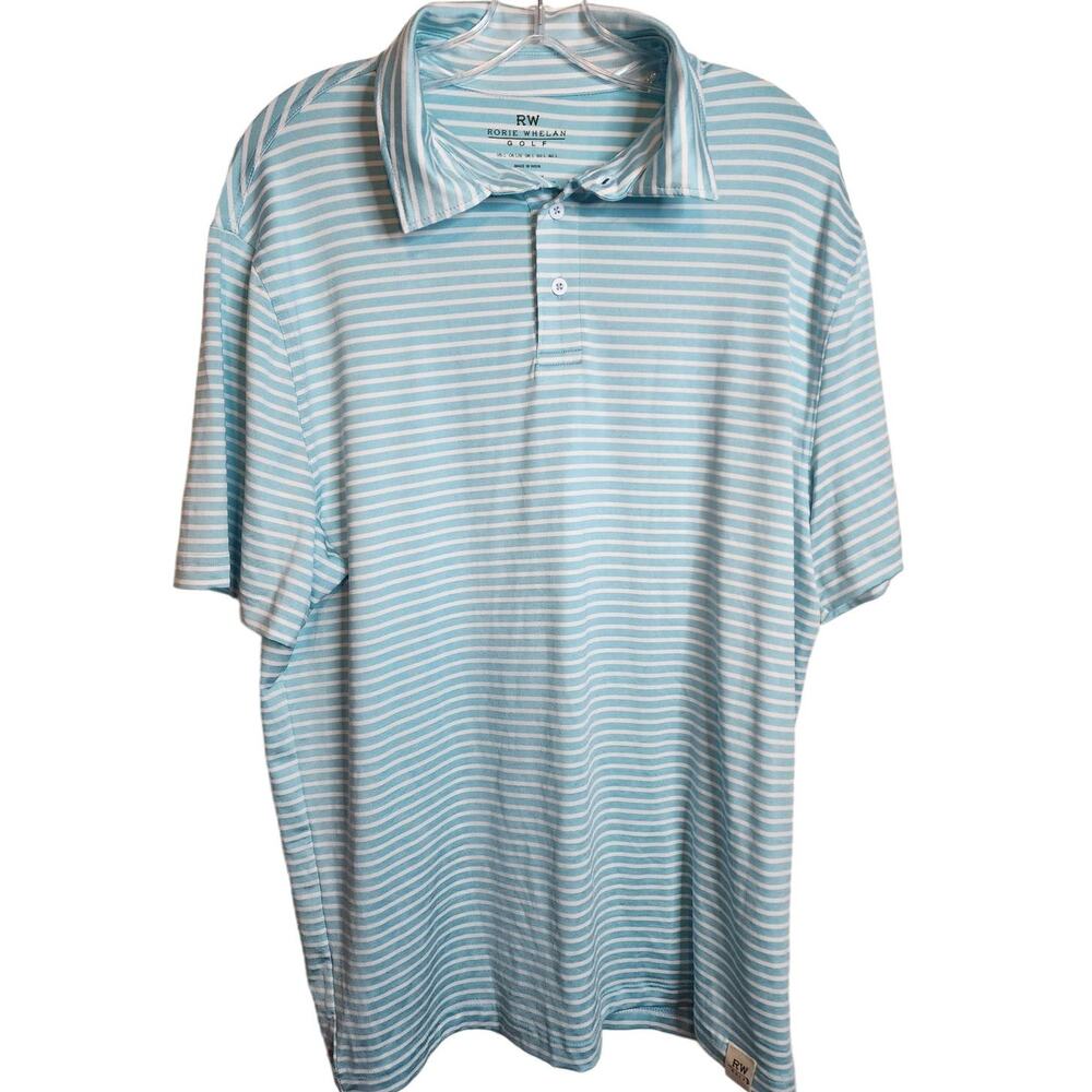 Rorie Whelan Golf Collared Shirt, Blue/white Striped, Large